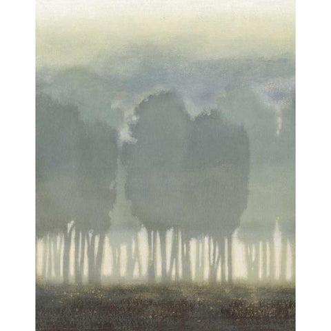 Treeline Haze II Black Modern Wood Framed Art Print with Double Matting by Vision Studio