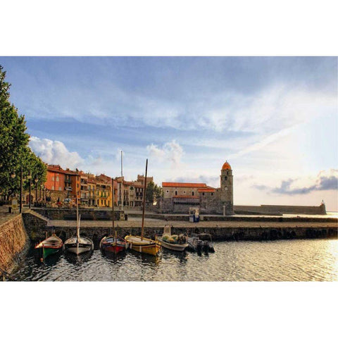 Castle on the Coast Black Modern Wood Framed Art Print by Chester, Colby