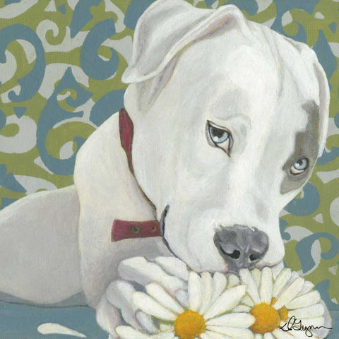 Dlynns Dogs - Patch Black Modern Wood Framed Art Print with Double Matting by Roll, Dlynn