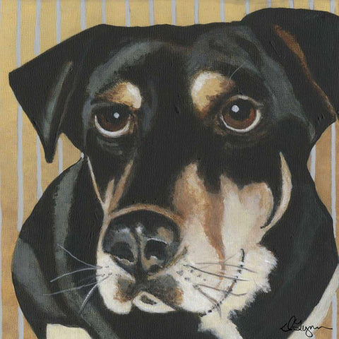 Dlynns Dogs - Ginger Black Ornate Wood Framed Art Print with Double Matting by Roll, Dlynn
