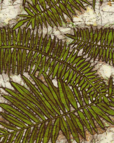 Batik Frond I White Modern Wood Framed Art Print with Double Matting by Davis, Andrea