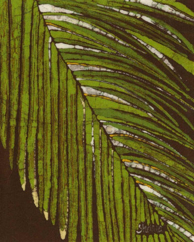 Batik Frond II Black Ornate Wood Framed Art Print with Double Matting by Davis, Andrea