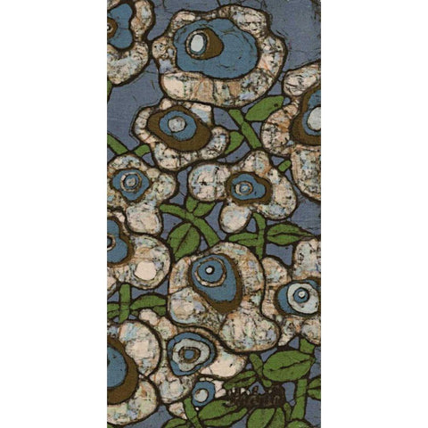 Blue Batik Flowers II White Modern Wood Framed Art Print by Davis, Andrea
