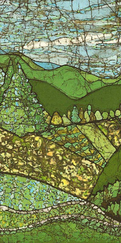 Green Landscape I Black Ornate Wood Framed Art Print with Double Matting by Davis, Andrea