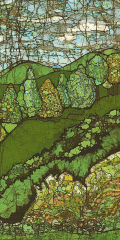 Green Landscape II White Modern Wood Framed Art Print with Double Matting by Davis, Andrea