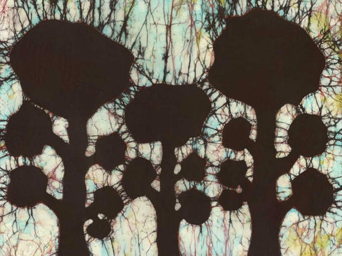 Batik Hedges I Black Ornate Wood Framed Art Print with Double Matting by Davis, Andrea