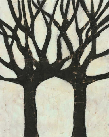 Batik Arbor II White Modern Wood Framed Art Print with Double Matting by Davis, Andrea