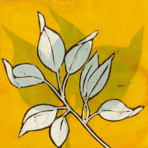 Gold Batik Botanical I Black Modern Wood Framed Art Print with Double Matting by Davis, Andrea