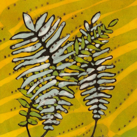 Gold Batik Botanical II Black Ornate Wood Framed Art Print with Double Matting by Davis, Andrea