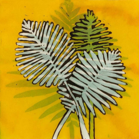Gold Batik Botanical III Black Modern Wood Framed Art Print by Davis, Andrea