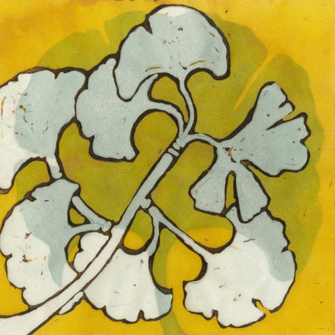 Gold Batik Botanical IV White Modern Wood Framed Art Print by Davis, Andrea