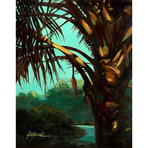 Dark Palm White Modern Wood Framed Art Print by Wilkins, Suzanne