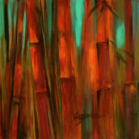 Sunset Bamboo II White Modern Wood Framed Art Print by Wilkins, Suzanne