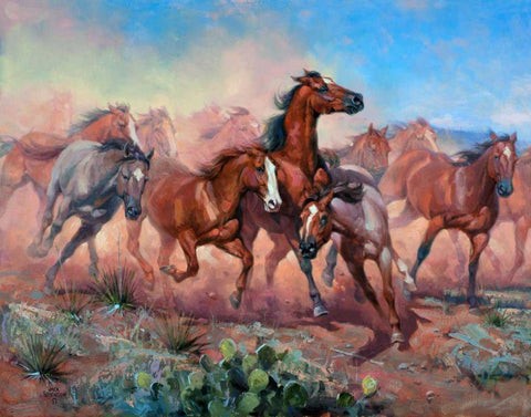 Runnin Thunder White Modern Wood Framed Art Print with Double Matting by Sorenson, Jack