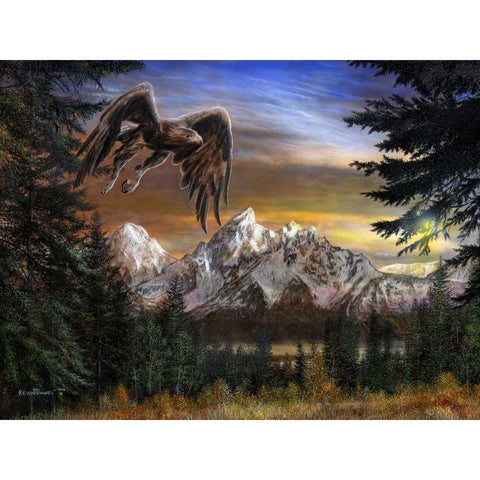 Soaring Eagle Black Modern Wood Framed Art Print by Daniel, Kevin