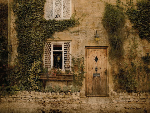 English Cottage III White Modern Wood Framed Art Print with Double Matting by Lawrence, Terry Katherine