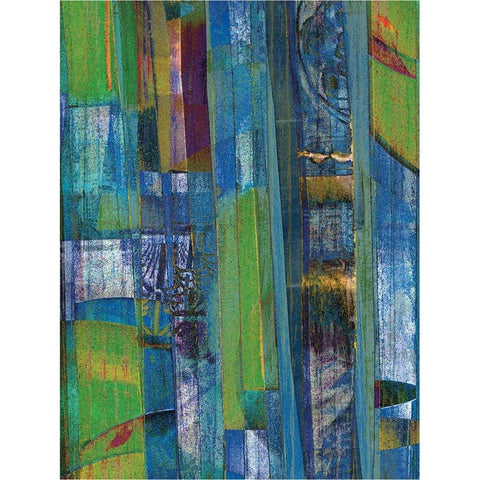 Blue on Blue I Gold Ornate Wood Framed Art Print with Double Matting by Mountain, Ricki