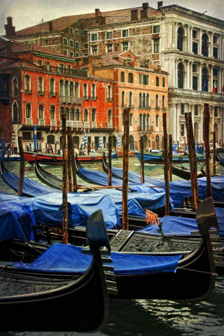 Venetian Canals I White Modern Wood Framed Art Print with Double Matting by Head, Danny