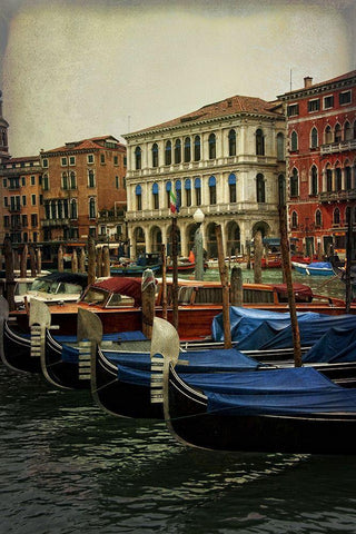 Venetian Canals II White Modern Wood Framed Art Print with Double Matting by Head, Danny