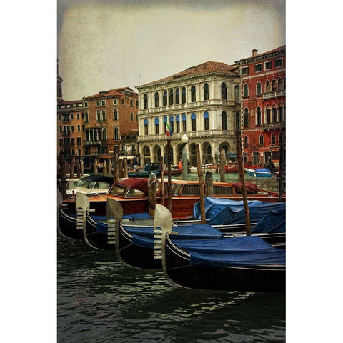 Venetian Canals II Gold Ornate Wood Framed Art Print with Double Matting by Head, Danny