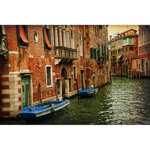 Venetian Canals III Gold Ornate Wood Framed Art Print with Double Matting by Head, Danny