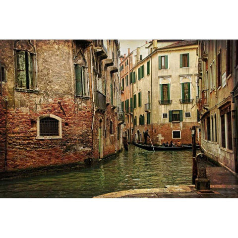 Venetian Canals V Gold Ornate Wood Framed Art Print with Double Matting by Head, Danny