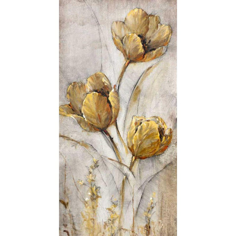 Golden Poppies on Taupe I White Modern Wood Framed Art Print by OToole, Tim