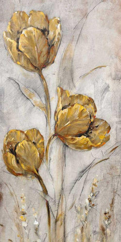 Golden Poppies on Taupe II Black Ornate Wood Framed Art Print with Double Matting by OToole, Tim