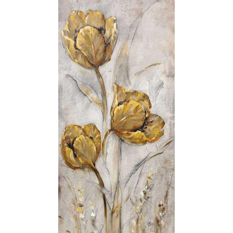 Golden Poppies on Taupe II Black Modern Wood Framed Art Print with Double Matting by OToole, Tim