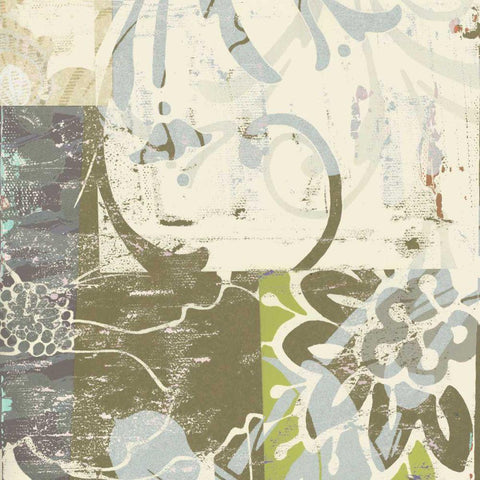 Floral Swhirls II Black Modern Wood Framed Art Print with Double Matting by Mountain, Ricki