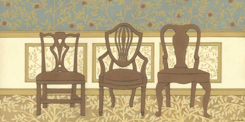 Arts and Crafts Chairs II White Modern Wood Framed Art Print with Double Matting by Russell, Wendy