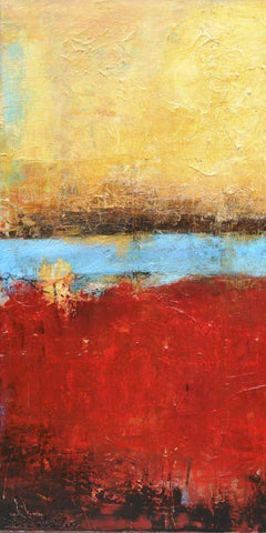 Golden Dawn I White Modern Wood Framed Art Print with Double Matting by Ashley, Erin