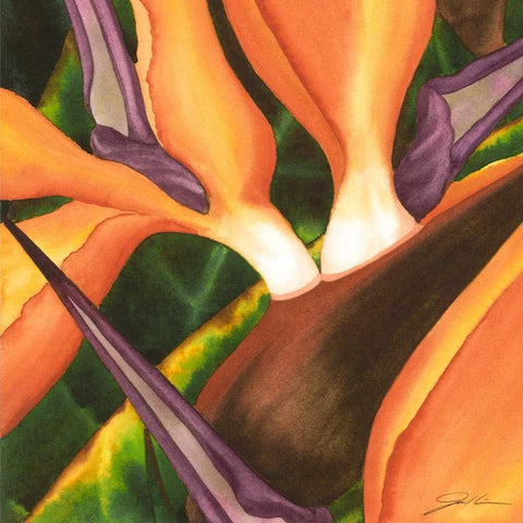 Bird of Paradise Tile II Black Modern Wood Framed Art Print by Higby, Jason