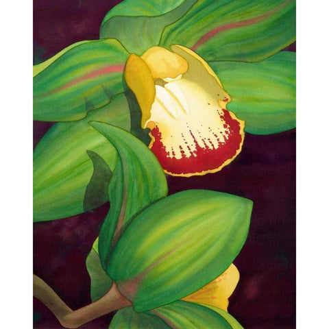 Lime Orchid II Gold Ornate Wood Framed Art Print with Double Matting by Higby, Jason