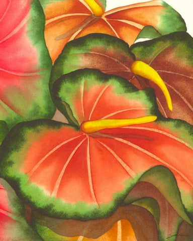 Anthuria II Black Ornate Wood Framed Art Print with Double Matting by Higby, Jason