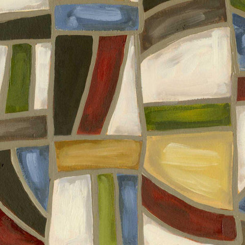 Stained Glass Abstraction I White Modern Wood Framed Art Print with Double Matting by Deans, Karen