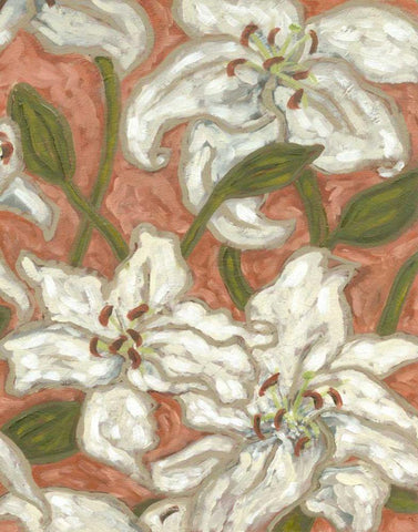 Lily Menagerie II White Modern Wood Framed Art Print with Double Matting by Deans, Karen