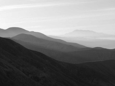 Mountains and Haze I White Modern Wood Framed Art Print with Double Matting by Christensen, Jim