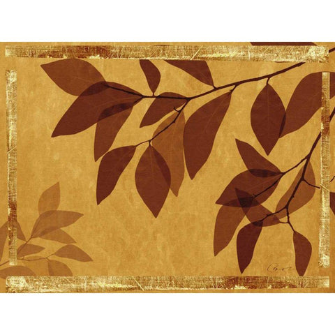 Ghost Leaves II Gold Ornate Wood Framed Art Print with Double Matting by Bay, Noah