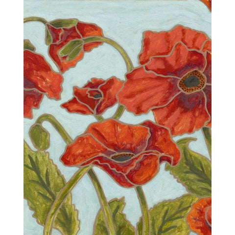 Poppy Talk I White Modern Wood Framed Art Print by Deans, Karen