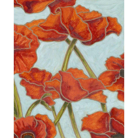 Poppy Talk II Gold Ornate Wood Framed Art Print with Double Matting by Deans, Karen