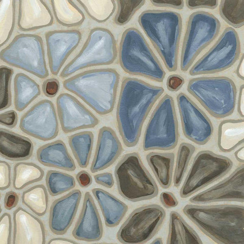 Tiled Petals I White Modern Wood Framed Art Print by Deans, Karen