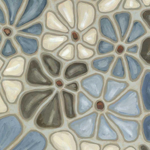 Tiled Petals II Black Ornate Wood Framed Art Print with Double Matting by Deans, Karen