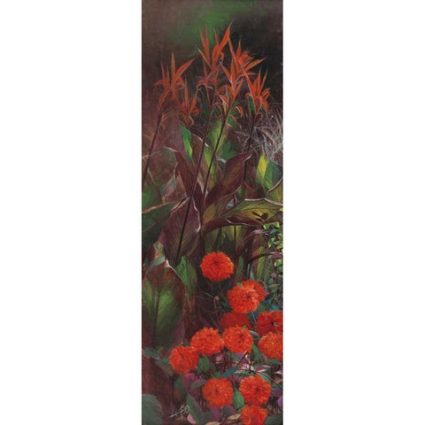 Dahlia Garden I Gold Ornate Wood Framed Art Print with Double Matting by Bo, Li