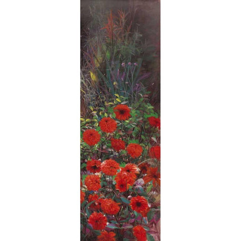 Dahlia Garden II Black Modern Wood Framed Art Print by Bo, Li