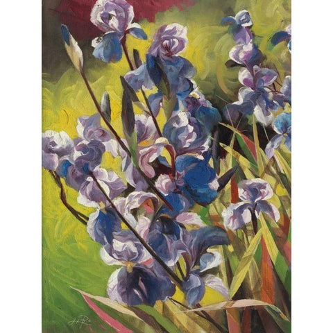 Iris Garden I Black Modern Wood Framed Art Print by Bo, Li