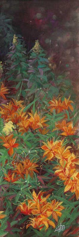 Wild Lily Garden II Black Ornate Wood Framed Art Print with Double Matting by Bo, Li