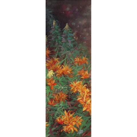 Wild Lily Garden II White Modern Wood Framed Art Print by Bo, Li
