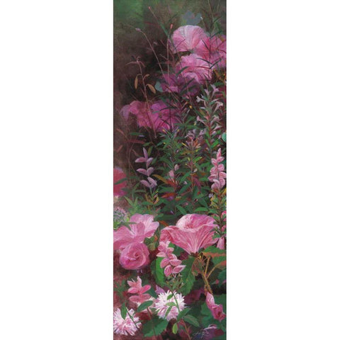 Pink Azalea Garden I White Modern Wood Framed Art Print by Bo, Li