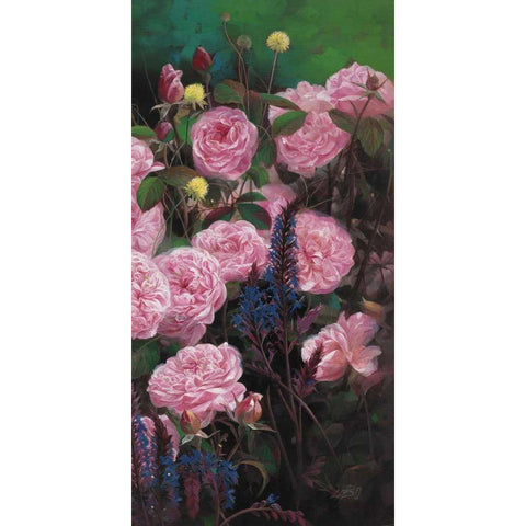 Rose Garden II Black Modern Wood Framed Art Print with Double Matting by Bo, Li
